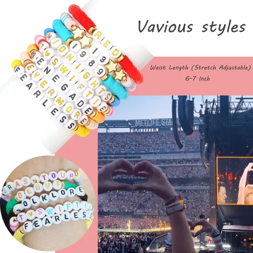Vista 3 de SROBENZ Juego de 16 pulseras de la amistad de Taylor TS 1989, pulseras inspiradas en álbumes, mercancía de concierto de Eras, joyería de regalo