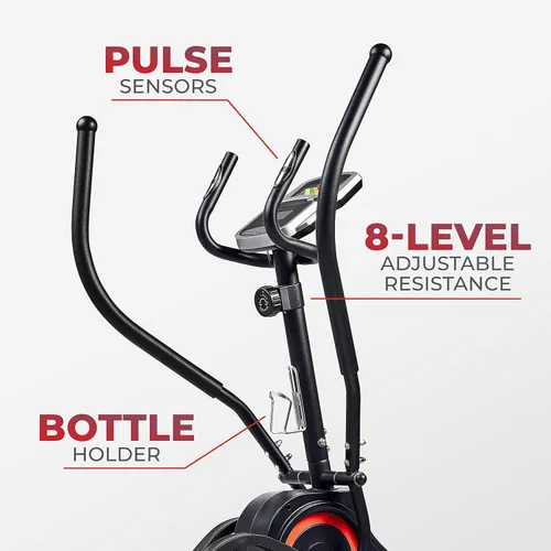 Vista 3 de Sunny Health & Fitness Cardio Climber Stepping Máquina de ejercicio elíptica para el hogar con 8 niveles de resistencia magnética, monitor