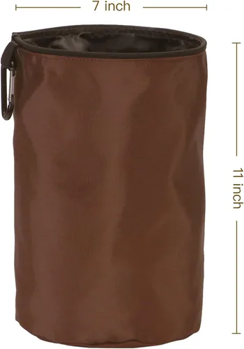 Vista 3 de Bolsa de soporte para pinzas para ropa al aire libre, resistente al agua con colgadorcierre de cordón (café)