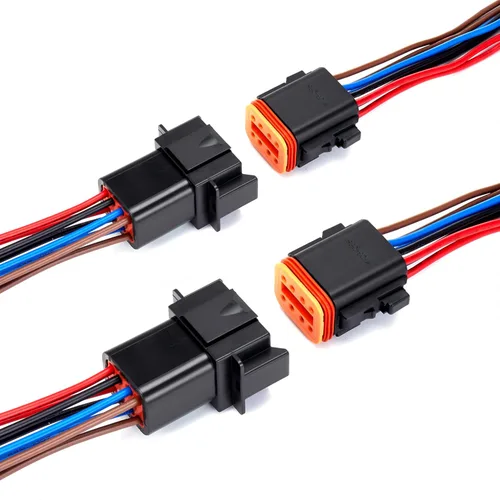 Vista 8 de 5 pares de conectores DT de 2 pines, impermeables, conectores eléctricos automotrices Deutsch, macho y hembra, con cable de 16 AWG, para automóvil