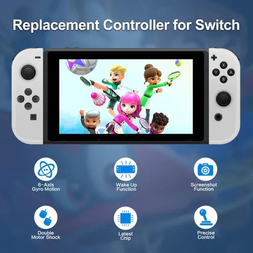 Vista 2 de Controller for Nintendo Switch, Replacement Joypad Controller for Nintendo Switch, Right and Left Wireless Switch Joy-pad Controllers with Dual
