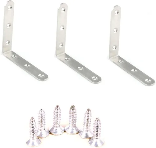 Vista 6 de 20 piezas de acero inoxidable resistente para muebles de gabinete de gabinete soporte de esquina soporte ángulo L soporte con tornillos