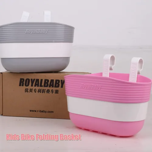Vista 4 de RoyalBaby Kids Bike Foldable Basket, Grey & Pink, S & M