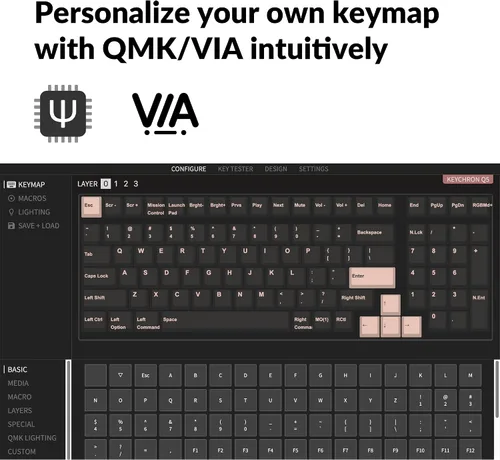 Vista 2 de Keychron Q5 RGB Teclado mecánico personalizado con cable, 96% de diseño QMKVIA macro programable para Mac Windows Linux, interruptor Gateron G Pro