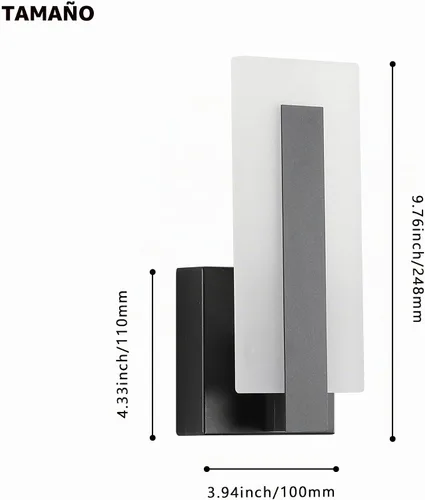Vista 5 de Apliques de Pared Modernos con Conexión Directa, Ajuste de Brillo Sin Escalas del 10%-100%, 7W, LED de Acrílico, Luz de Pared Adecuada para Sala