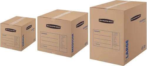 Vista 5 de Bankers Box SmoothMove cajas de cartón básicas para mudanza, Marrón S