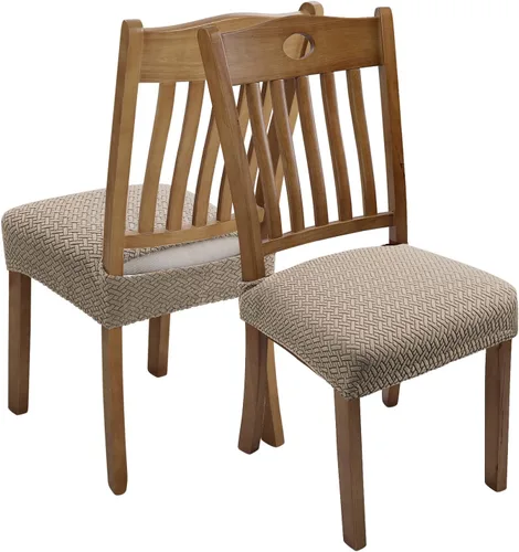 Vista 2 de Fuloon Fundas de Asiento de Silla Elásticas Impermeables 4 PCS, Fundas de Silla de Comedor Removibles Lavables Fundas Deslizables de Cojín