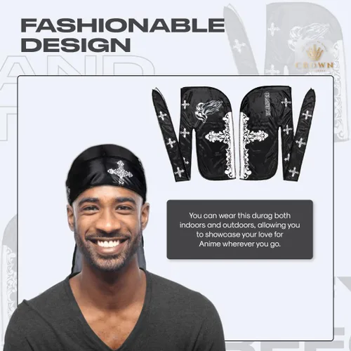 Vista 83 de Art Silky Durag con colas largas y anchas, durags de tela de seda suave satinada para mayor comodidad y compresión