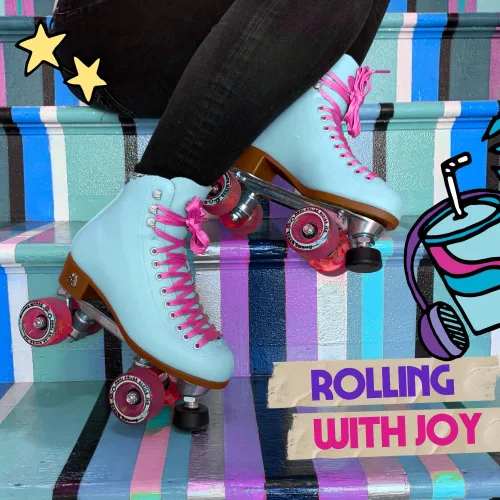 Vista 6 de Moxi Beach Bunny - Patines de ruedas para mujer, colorido, ajuste de precisión con ruedas de alto rebote, forro y acolchado que absorben la humedad