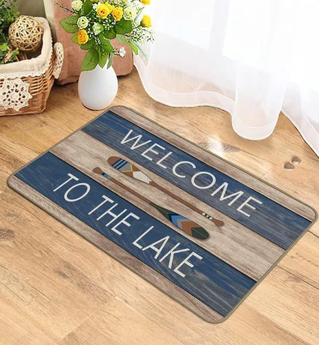 Vista 2 de Welcome to The Lake - Felpudo decorativo para interiores y exteriores, 17 x 30 pulgadas, para entrada de sala de casa del lago, regalos para amantes