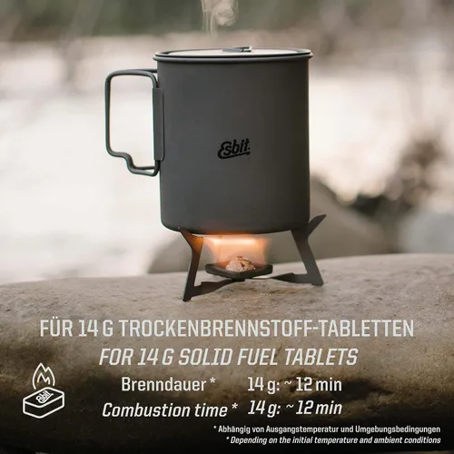 Vista 5 de Esbit Estufa de titanio plegable ultraligera de 0.41 oz (0.4 onzas) para uso con tabletas de combustible sólido