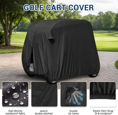Vista 5 de Moveland Cubierta impermeable al polvo para carrito de golf Accesorios para exteriores, revestimiento extra de PVC 2 pasajeros Cubierta