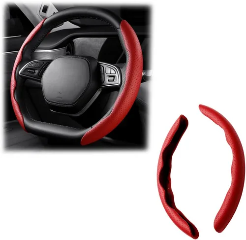 Vista 7 de LoyaForba Funda universal para volante de automóvil, protector universal de cuero segmentado de 15 pulgadas, antideslizante y suave, transpirable