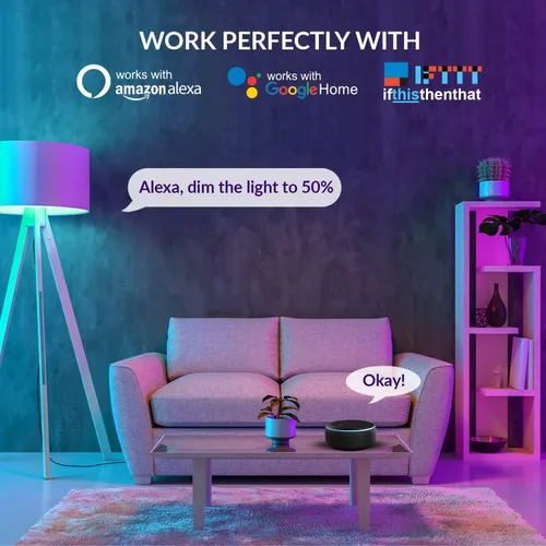 Vista 2 de Himalayan Glow Bombilla LED, cambio de color RGB y regulable, 9.5 W, control WiFi, bombilla multicolor, compatible con Alexa, Google Home