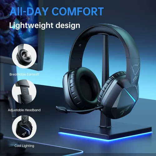 Vista 6 de SOMIC GS401PRO - Auriculares inalámbricos para juegos con micrófono, Bluetooth 5.2 auriculares inalámbricos de baja latencia con batería de 45