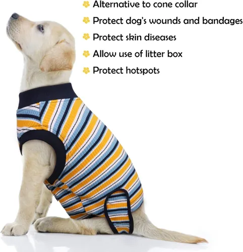 Vista 6 de Kuoser Traje de recuperación para perros y gatos después de la cirugía, camisa profesional de recuperación de mascotas, vendajes para heridas