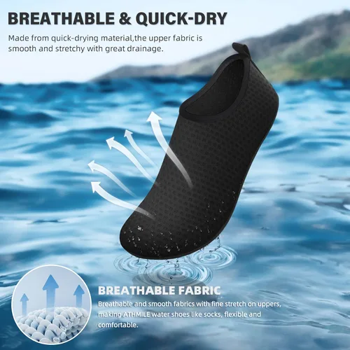 Vista 5 de ATHMILE Zapatos de agua para mujeres y hombres, calcetines acuáticos de secado rápido para playa, natación, piscina, río, yoga, lago, surf