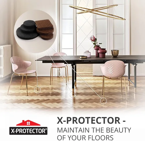 Vista 6 de ¡235 almohadillas de fieltro para muebles marrones y negras X-Protector! Gran cantidad de almohadillas para muebles para pisos de madera dura – ¡Tus