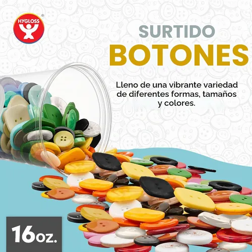 Vista 2 de 500 botones surtidos (aproximadamente) para manualidades – Contenedor a granel de 1 libra – Botones pequeños y grandes para coser, camisas, ropa