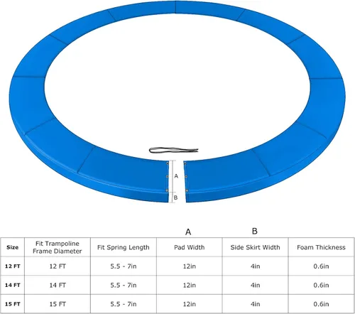 Vista 7 de Zoomster Almohadilla de seguridad para trampolín, almohadilla de repuesto para trampolín, cubierta de resorte de seguridad, sin agujero para postes