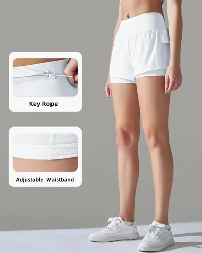 Vista 5 de Womens Athletic Shorts Running Shorts High Waisted Gym Yoga Elastic Spandex Workout Shorts with Pockets