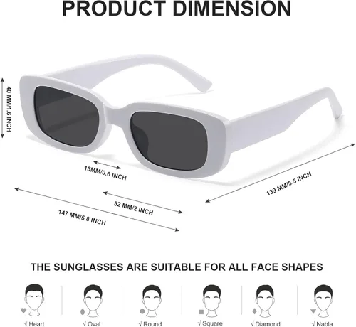 Vista 4 de JASPIN Lentes de sol rectangulares para mujeres y hombres, modernos Y2K retro de los años 90, protección UV400, marco cuadrado fresco