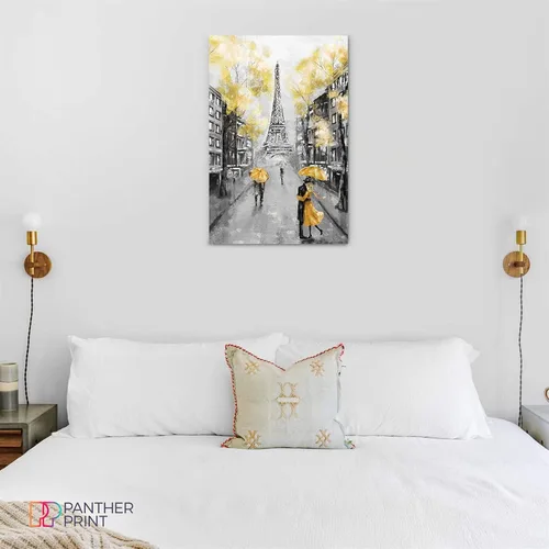 Vista 6 de Lienzo decorativo para pared de París en blanco y negro, amarillo, 12 x 8 pulgadas