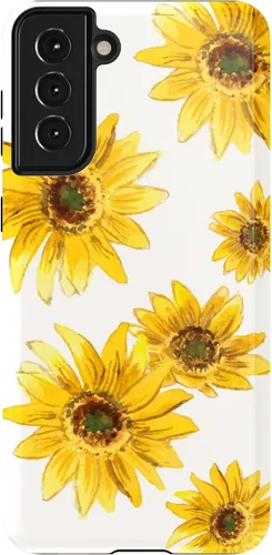 Vista 27 de Casely Funda para Galaxy S21 Here Comes The Sun Colorblock Sunset Diseño protector delgado esencial de doble capa Aquí viene el sol