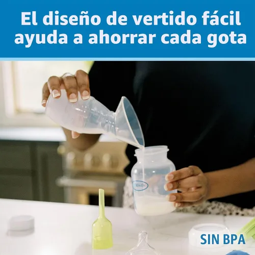 Vista 7 de Dr. Brown's Extractor de leche de una pieza de silicona 100% silicona, colector de leche materna manos libres con opciones anticólicos + biberón