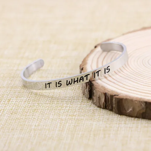 Vista 2 de Yiyang Pulseras inspiradoras para mujer de acero inoxidable con mantra para ella, Metal