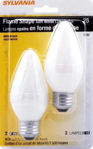 Vista 2 de Sylvania - Bombillas incandescentes de 25 vatios F15, base E26, 2 unidades Blanco