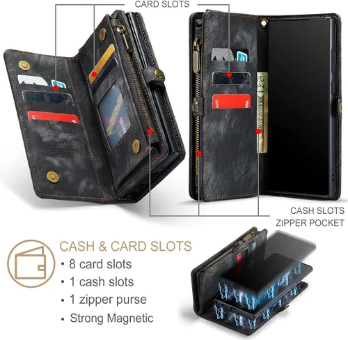 Vista 3 de Asuwish Funda de teléfono para Samsung Galaxy Note 20 Glaxay Note20 5G con cremallera, funda desmontable con protector de pantalla de vidrio