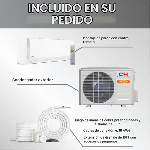 Vista 5 de Cooper & Hunter Serie Olivia, 6,000 BTU, 230V, 23.5 SEER2, Sistema de aire acondicionado / calefacción Mini Split de una sola zona, sin conductos
