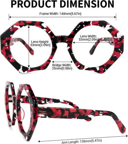 Vista 3 de Zeelool Elegantes gafas geométricas de gran tamaño con bloqueo de luz azul para mujer, 100% protección UV400, Hugh ZOP01887