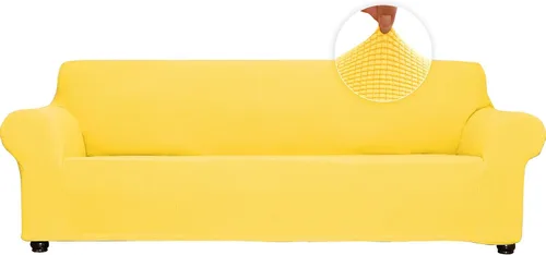 Vista 28 de Funda elástica suave para sofá de 3 cojines, protector de muebles, transpirable, lavable, tela jacquard, cuadros pequeños con parte inferior Beige