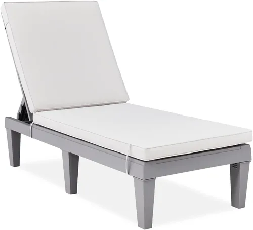 Vista 9 de Best Choice Products Sillón para exteriores, tumbona de resina para patio, piscina, patio trasero, porche con cojín de asiento, respaldo ajustable