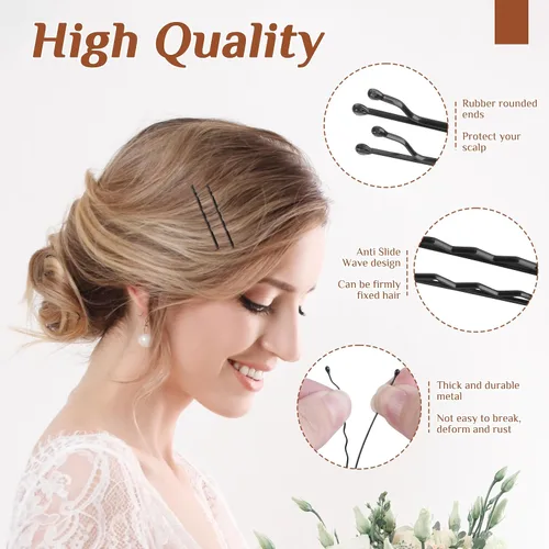 Vista 3 de Bobby Pins - 360 unidades, 2 pulgadas de alta calidad, sujeción segura, pasadores negros para niños, niñas y mujeres