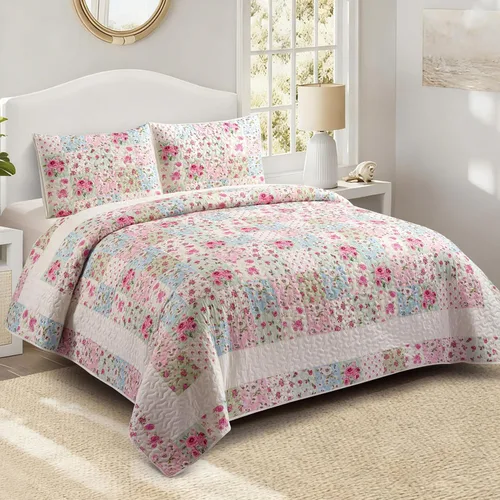 Vista 24 de Virah Bella Juego de ropa de cama King Lodge de 3 piezas, juego de edredón reversible rústico con fundas de almohada decorativas, panel familiar