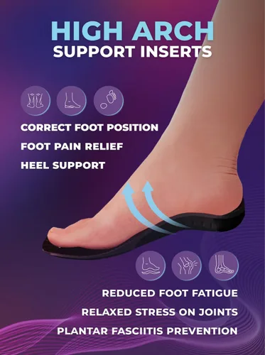 Vista 3 de Plantillas para zapatos para aliviar la fascitis plantar, inserciones de soporte de arco alto, para hombres y mujeres, plantillas ortopédicas