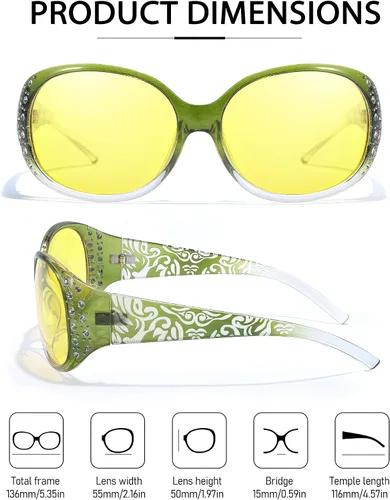 Vista 6 de IGnaef Gafas de conducción nocturna para mujer polarizadas amarillas visión nocturna gafas antirreflejos IF008