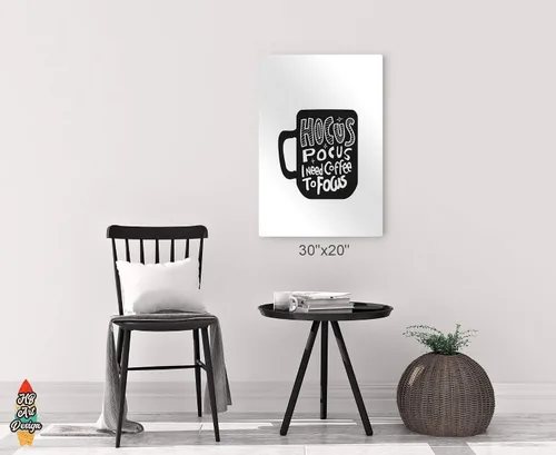 Vista 6 de HB Art Design Hocus Pocus I Need Coffee to Focus Black and White Mug Metal Print Wall Art Coffee Bar Decor Coffee Signs Kitchen Wall Decor Dining