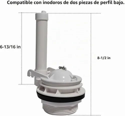 Vista 2 de Conjunto de válvula de descarga con aleta y cadena, compatible con el modelo de dos piezas de inodoro American Standard Cadet 3, se adapta al