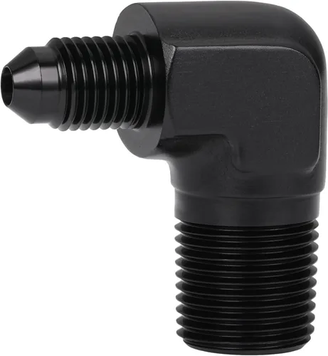 Vista 37 de 3AN macho Flare a 1/4 NPT tubo macho 90 grados codo adaptador unión aluminio negro