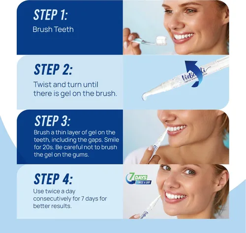 Vista 8 de VieBeauti Paquete de blanqueamiento dental – 4 bolígrafos blanqueadores y kit de blanqueamiento LED con gel remineralizante – Blanqueamiento dental