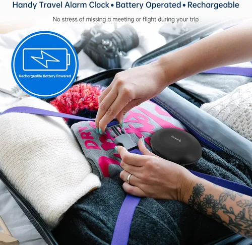 Vista 6 de DreamSky Reloj despertador vibratorio para personas que duermen mucho y Negro