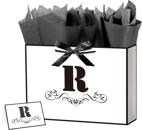 Vista 47 de ysmile Bolsa de regalo de letras con papel de envoltura para hombres, mujeres, niños y niñas, bolsa de papel grande de 16 pulgadas, color blanco