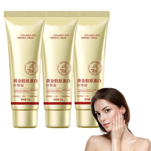 Vista 7 de Crema antiarrugas de colágeno, crema facial antienvejecimiento dorada, crema facial de colágeno para mujeres, antienvejecimiento, hidratante facial