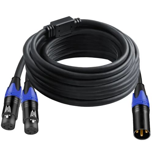 Vista 8 de Cable divisor XLR de 11.8 pulgadas / 1 paquete de 1 cable divisor XLR macho a 2 hembra, cable de micrófono divisor XLR Y de 3 pines macho a doble