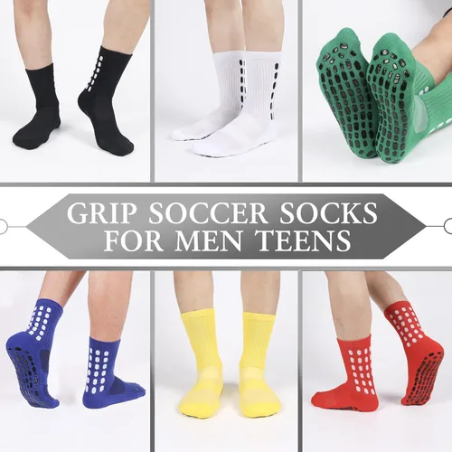 Vista 2 de 6 Pairs Grip Soccer Socks Colorful Non Slip Sports Football Basketball Hospital Yoga Socks for Men Women