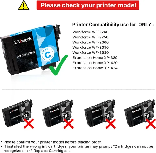 Vista 3 de Uniwork Cartucho de tinta 220XL, repuesto de cartucho de tinta 220XL remanufacturado para Epson 220 XL 220XL T220XL uso para impresora Workforce